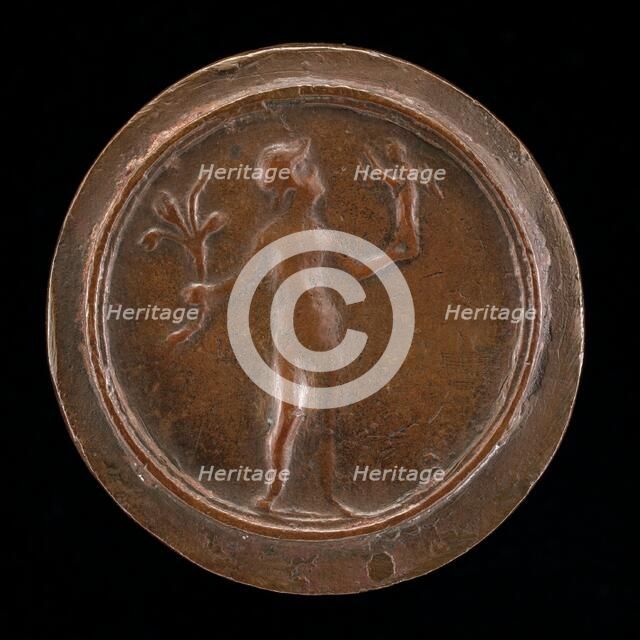 Figure Holding Victory and Branch [reverse], c. 1500/1525. Creator: Unknown.