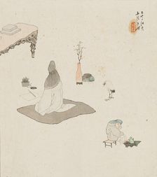 Figure in meditation and servant.. Creator: Su Liupeng
