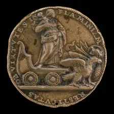 Figure in a Car Drawn by a Dragon and an Eagle [reverse], c. 1519. Creator: Unknown