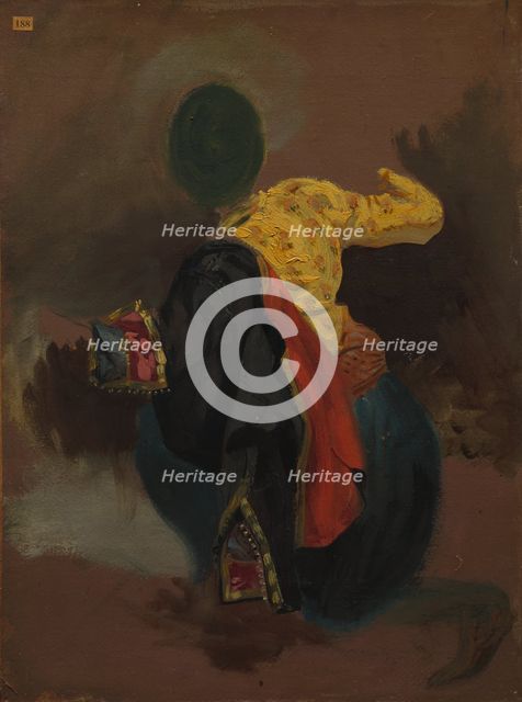 Figure in Turkish Costume, c. 1856-1863. Creator: Eugène Delacroix (French, 1798-1863), attributed to.