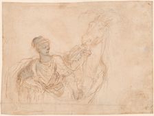 Figure Leading a Horse. Creator: Stefano della Bella