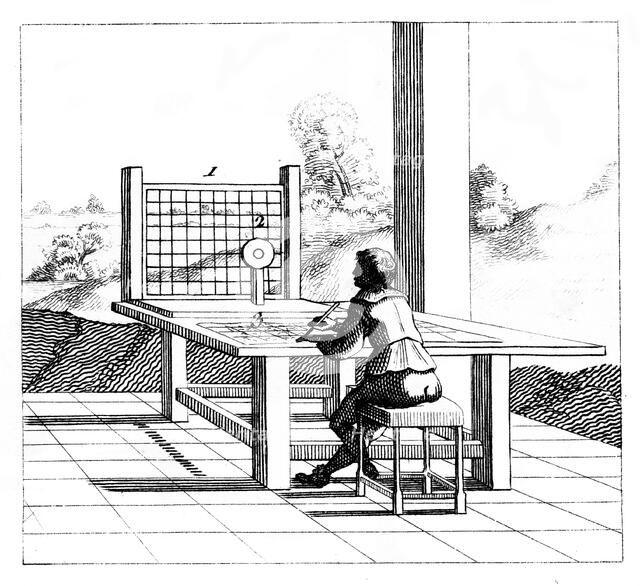 Figure practising perspective drawing, 1639. Artist: Unknown