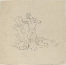 Figure Standing over Corpses, Blowing a Horn, in or after 1795. Creator: John Flaxman