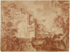 Figure Standing in Classical Ruins, n.d. Creator: Jean-Laurent Legeay