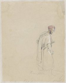 Figure study of a man with a turban and sword, 1824-1880. Creator: Raden Saleh