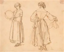 Figure study for Dancing Roman Woman, before 1838. Creator: Wilhelm Marstrand