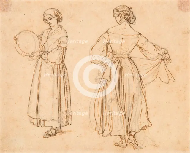 Figure study for Dancing Roman Woman, before 1838. Creator: Wilhelm Marstrand.
