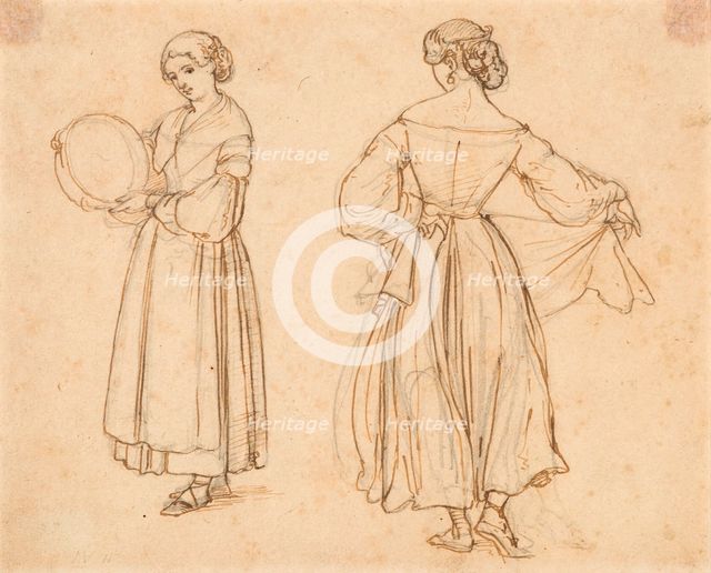 Figure study for Dancing Roman Woman, before 1838. Creator: Wilhelm Marstrand.