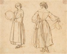 Figure study for Dancing Roman Woman, before 1838. Creator: Wilhelm Marstrand
