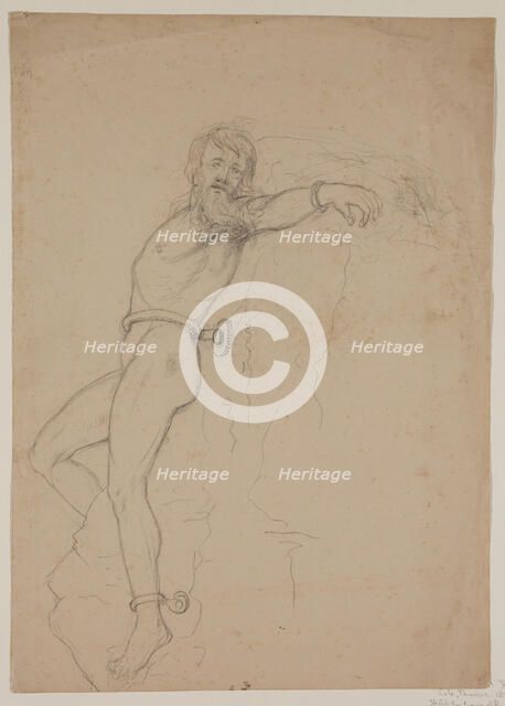 Figure Study for Prometheus, 1846 or 1847. Creator: Thomas Cole.