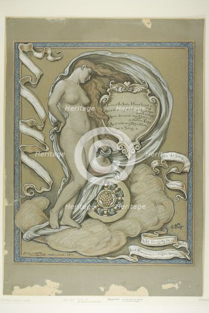 Figure Study for Rubaiyat of Omar Khayyam, c.1884, reworked 1911. Creator: Elihu Vedder.