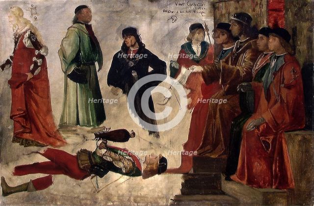 Figure Studies after 'The Amassadors of England' - Copy after Vittore Carpaccio, 1875. Creator: Eilif Peterssen.