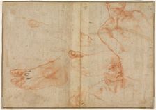 Figure Studies for the Sistine Ceiling (verso), 1510-11. Creator: Michelangelo Buonarroti (Italian, 1475-1564)