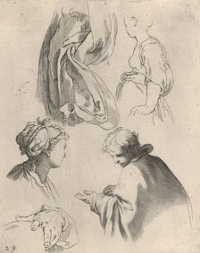 Figure Studies, from Drawing Book, 1650-56. Creator: Frederick Bloemaert