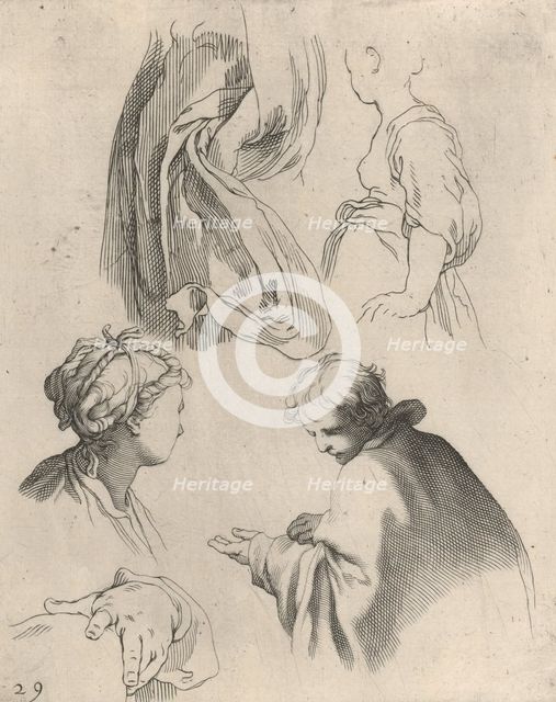 Figure Studies, from Drawing Book, 1650-56. Creator: Frederick Bloemaert.