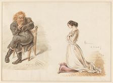 Figure studies of a man and a young girl, 1832-1897. Creator: Alexander Ver Huell