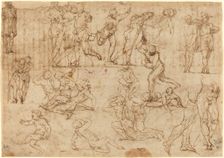 Figure Studies [recto], c. 1530/1540. Creator: Perino del Vaga