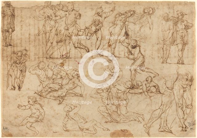 Figure Studies [recto], c. 1530/1540. Creator: Perino del Vaga.