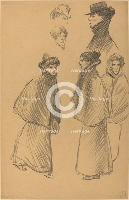 Figure Studies [recto], late 19th-early 20th century. Creator: Theophile Alexandre Steinlen.