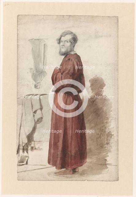 Figure studies with a standing man in a red dressing gown, 1832-1880. Creator: Jan Weissenbruch.