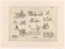 Figure studies with horses and chariots, 1832-1880. Creator: Jan Weissenbruch