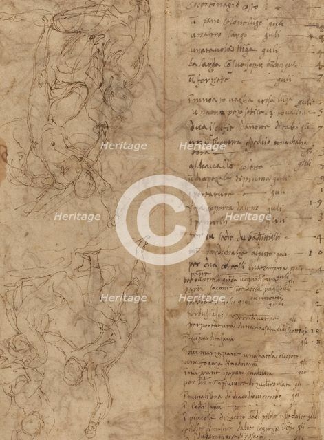 Figure Studies [verso], c. 1530/1540. Creator: Perino del Vaga.