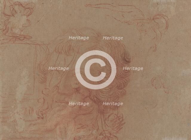 Figure Sketches and a Copy After a Sculpted Head [verso], c. 1715/1716. Creator: Jean-Antoine Watteau.