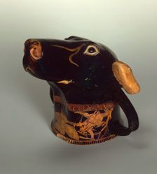 Figure Vessel in the Shape of a Dog Head, c.490 BC. Creator: Art of Ancient Rome, Attican Art