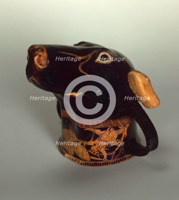 Figure Vessel in the Shape of a Dog Head, c.490 BC. Creator: Art of Ancient Rome, Attican Art.
