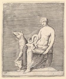Figure with Pig and Serpent, published ca. 1599-1622. Creator: Unknown