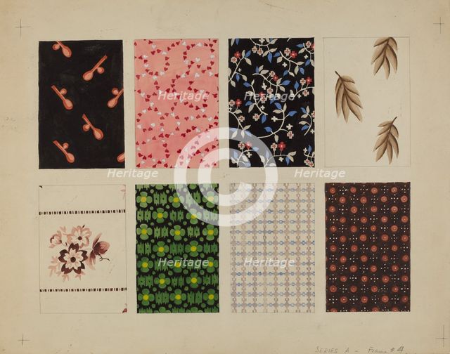 Figured Material from Quilt, c. 1936. Creator: Dorothy Posten.