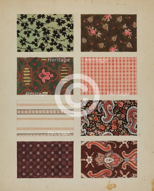 Figured Material from Quilt, c. 1936. Creator: Dorothy Posten.
