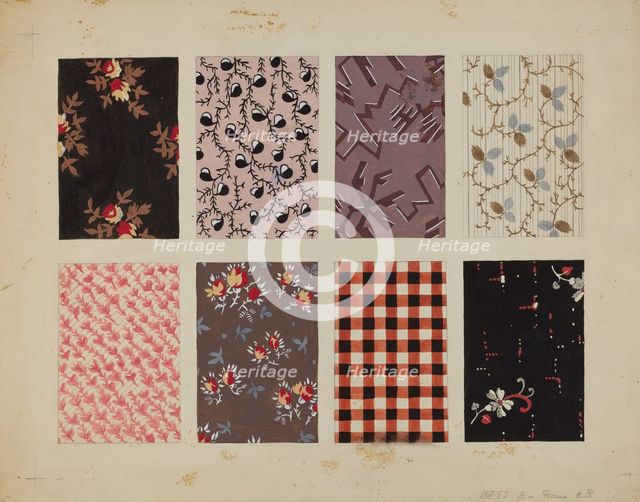 Figured Material from Quilt, c. 1936. Creator: Dorothy Posten.