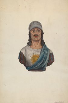 Figurehead: Warrior with Helmet, c. 1938. Creator: F. W. Powell
