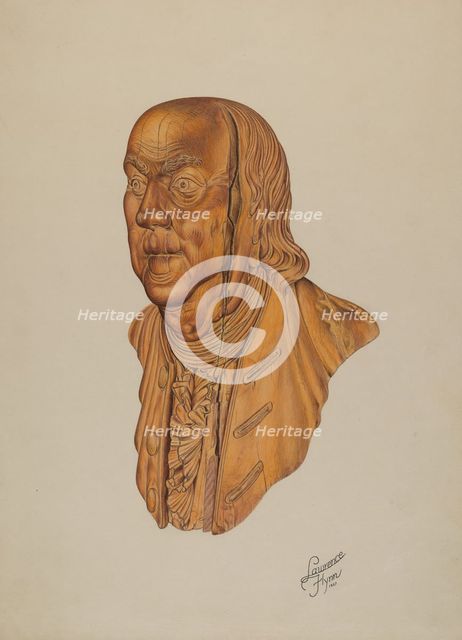Figurehead: Benjamin Franklin, 1937. Creator: Lawrence Flynn.