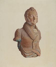 Figurehead: "C. Perry", c. 1938. Creator: Elizabeth Moutal