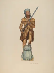 Figurehead: Davy Crockett, 1938. Creator: Ethel Dougan