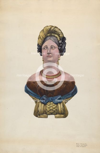 Figurehead for Ship "Marcia Allen", c. 1938. Creator: Molly Bodenstein.