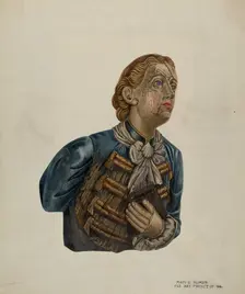 Figurehead from Bark "George", c. 1939. Creator: Mary E Humes