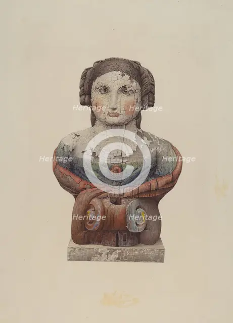 Figurehead from the "Lady Clinton", c. 1938. Creator: Robert Pohle.