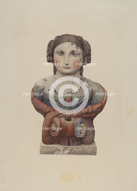 Figurehead from the "Lady Clinton", c. 1938. Creator: Robert Pohle.