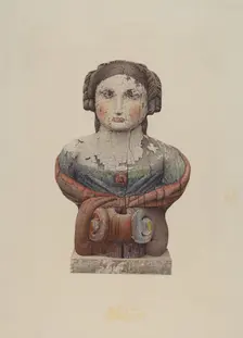 Figurehead from the "Lady Clinton", c. 1938. Creator: Robert Pohle