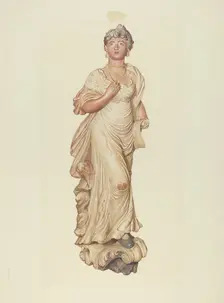 Figurehead from the Sloop "Postmaster", c. 1937. Creator: Elizabeth Moutal
