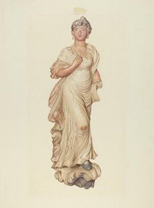 Figurehead from the Sloop "Postmaster", c. 1937. Creator: Elizabeth Moutal