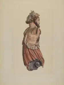 Figurehead: "Janus", c. 1938. Creator: Ingrid Selmer-Larsen