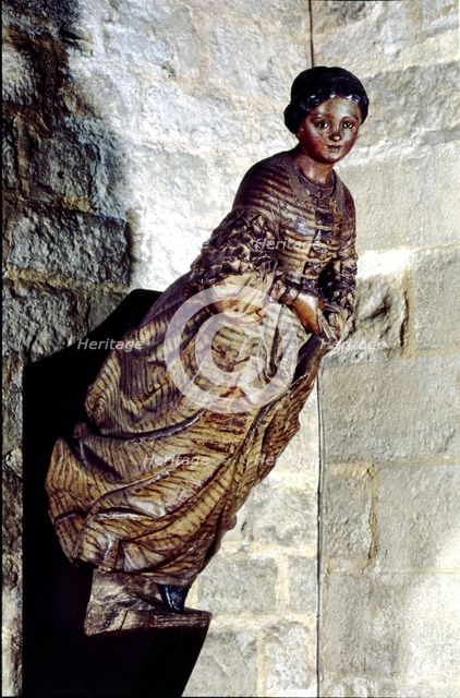 Figurehead of the frigate 'Bella Aurora', polychromed sculpture of a woman.