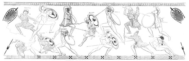 Figures upon a Vase recently found at Cumae, 1856.  Creator: Unknown.