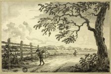 Figures with Baskets on Road, n.d. Creator: Unknown