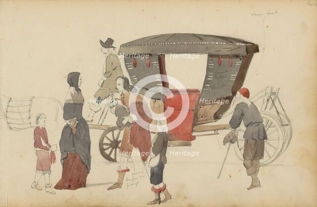 Figures and carriage, 1852.  Creator: Cornelis Springer.