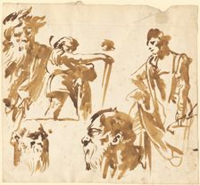 Figures and Faces, c. 1750. Creator: Giovanni Battista Tiepolo